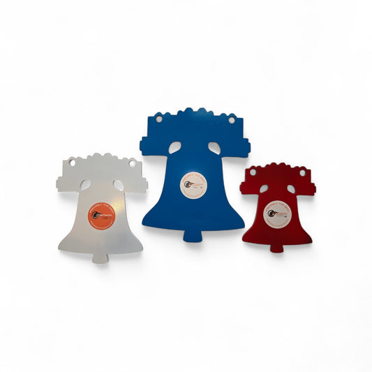 AR500 Liberty Bell shaped steel gong targets, sizes compared