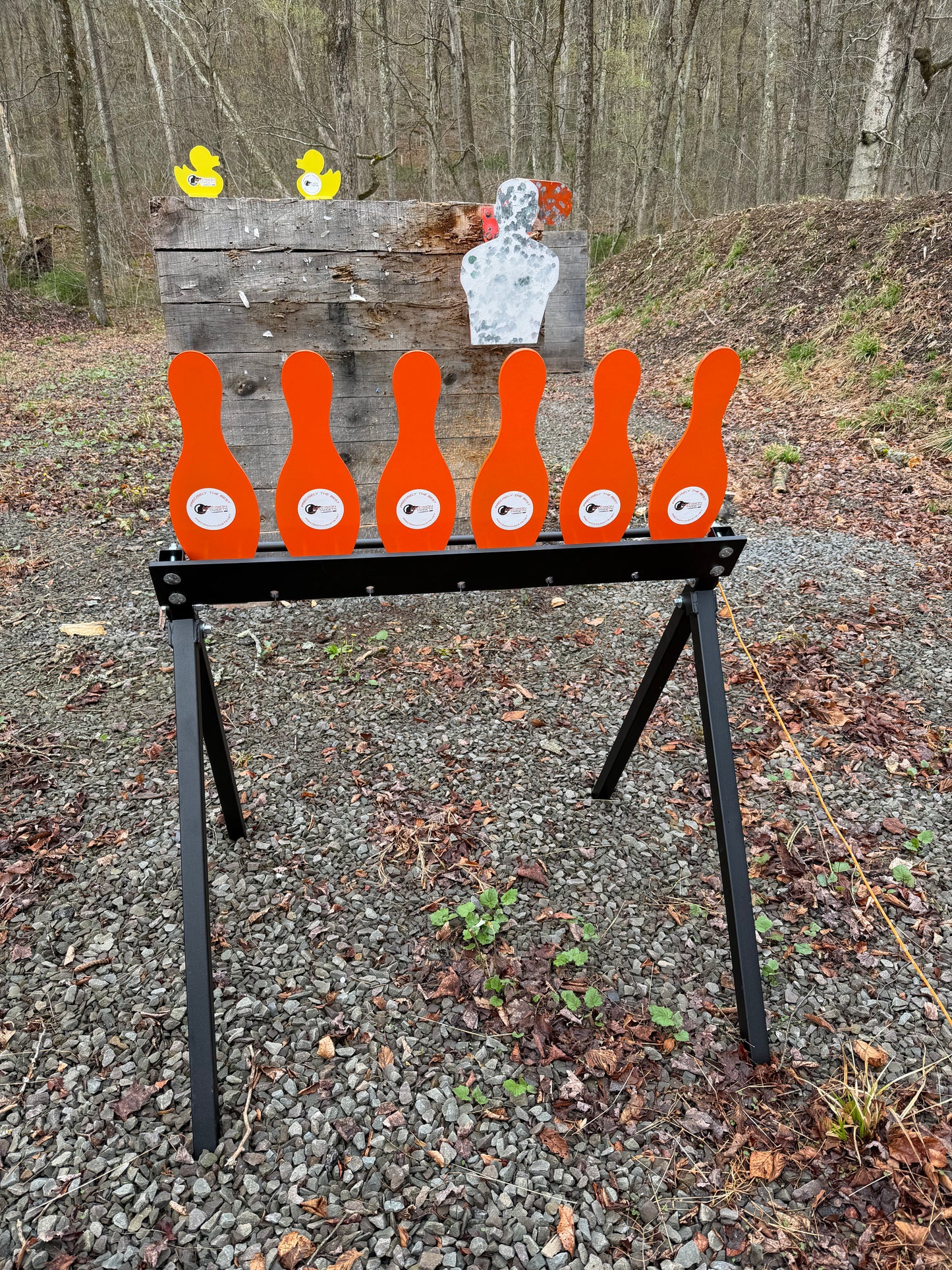 AR500 Steel Plate Rack Target – 6 Bowling Pins, Heavy Duty Resetting Shooting Target System for Pistol & Rifle