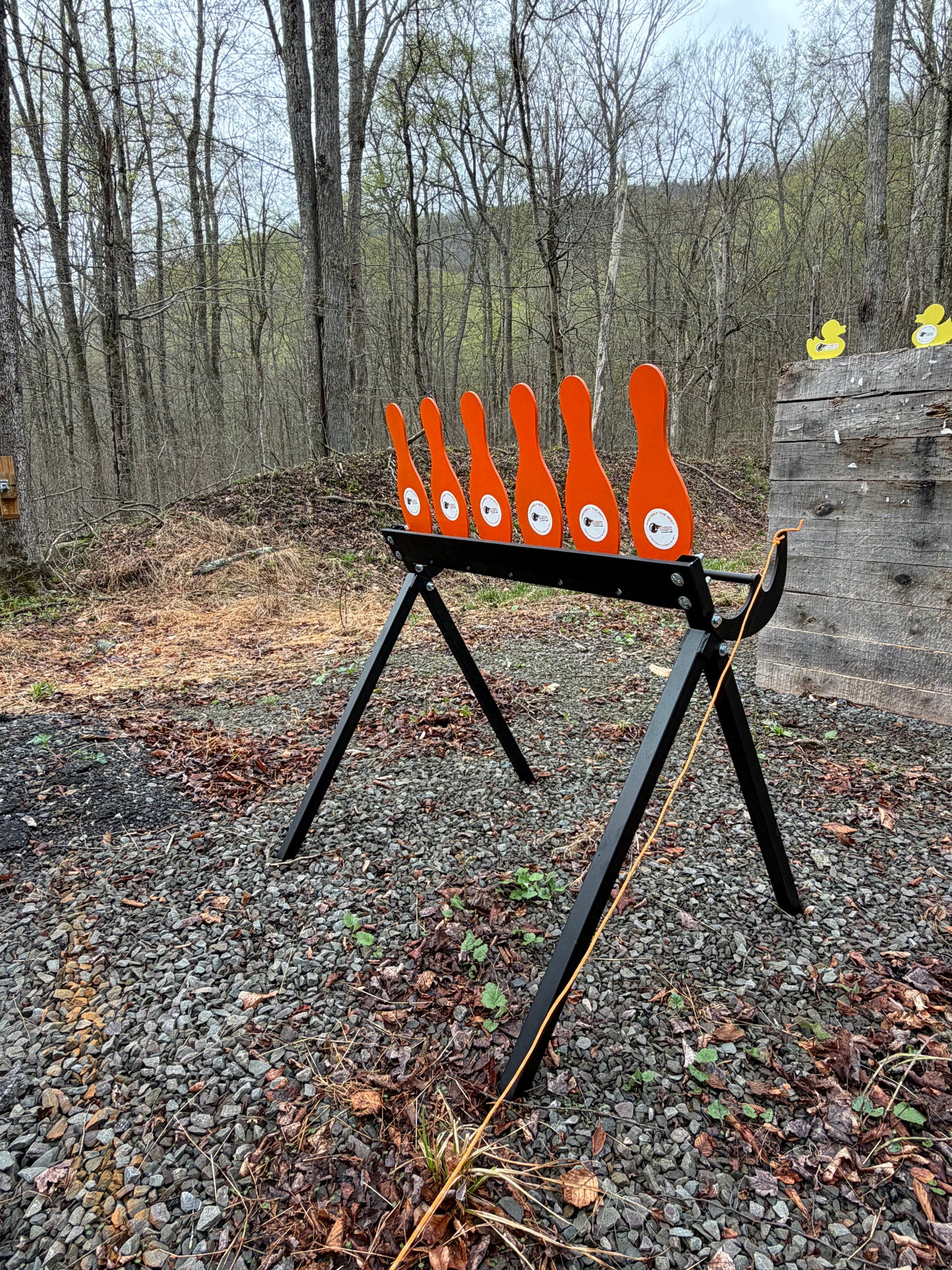 AR500 Steel Plate Rack Target – 6 Bowling Pins, Heavy Duty Resetting Shooting Target System for Pistol & Rifle