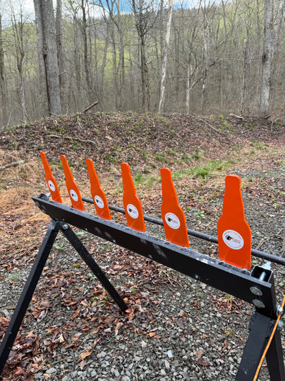 AR500 Steel Plate Rack Target – 6 Bottle Targets, Heavy Duty Resetting Shooting Target System for Pistol & Rifle