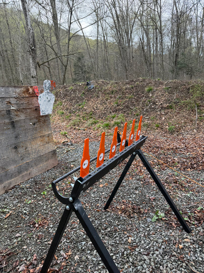 AR500 Steel Plate Rack Target – 6 Bottle Targets, Heavy Duty Resetting Shooting Target System for Pistol & Rifle