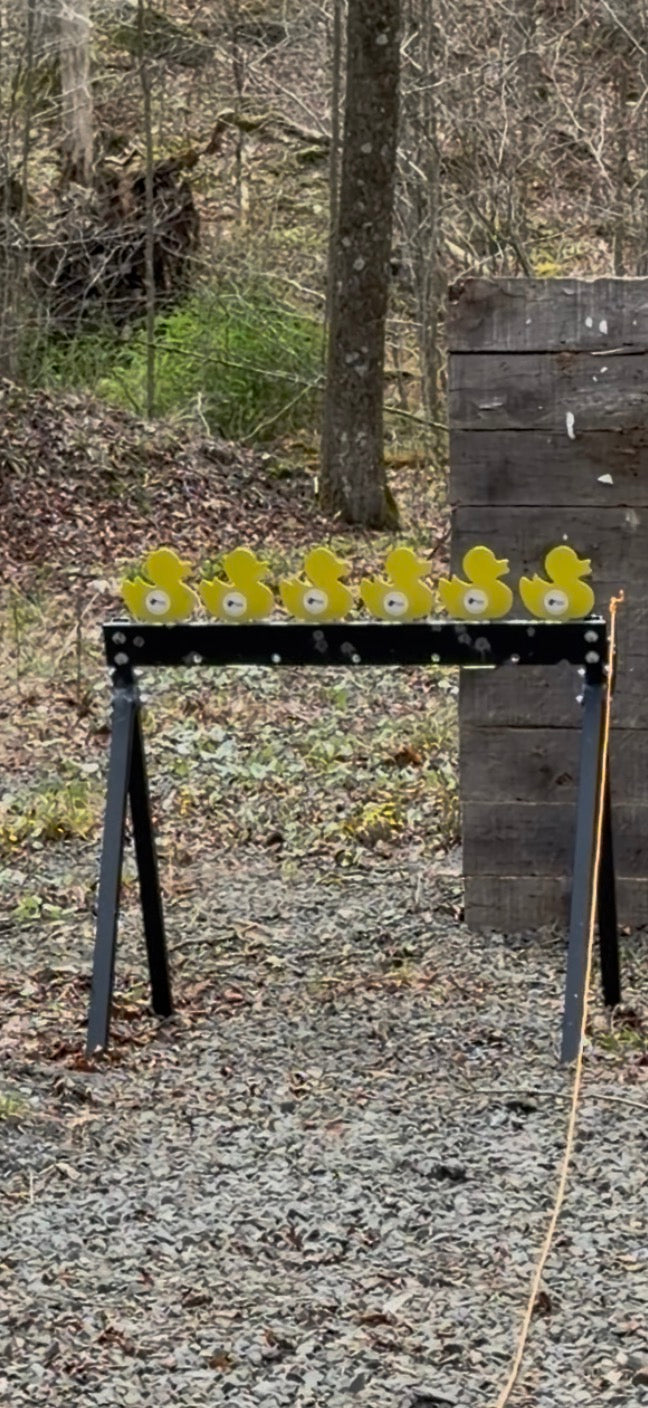 AR500 Steel Plate Rack Target – 6 Duck Targets, Heavy Duty Resetting Shooting Target System for Pistol & Rifle