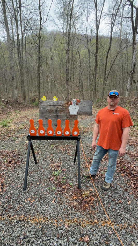 AR500 Steel Plate Rack Target – 6 Bottle Targets, Heavy Duty Resetting Shooting Target System for Pistol & Rifle