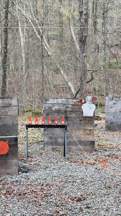 AR500 Steel Plate Rack Target – 6 Bottle Targets, Heavy Duty Resetting Shooting Target System for Pistol & Rifle